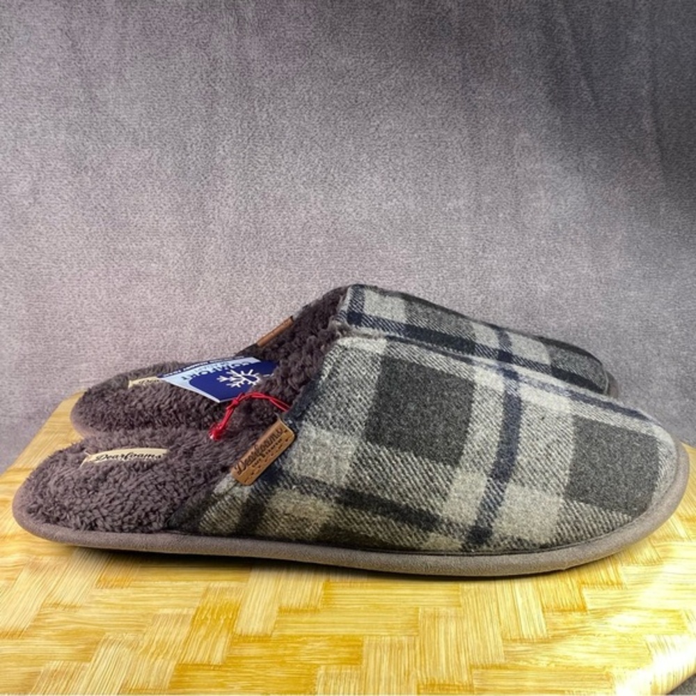 DearFoams Mens Slippers Size XL 13-14 Black-Gray Color Easy Slip On/Off New